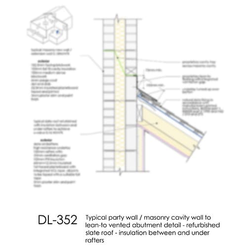 DL352 Cavity wall lean-to vented abutment detail - refurbished slate roof