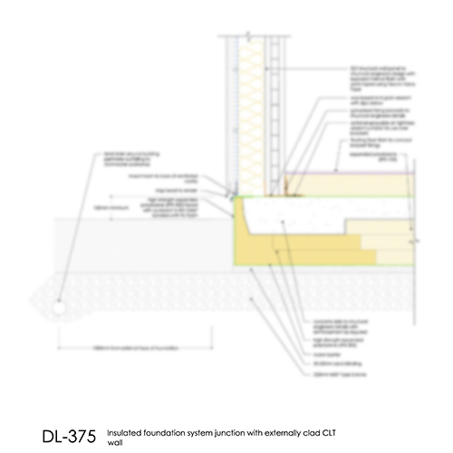 DL375 Insulated foundation system - externally clad CLT wall