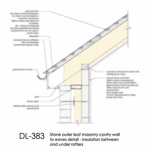 DL383 Stone masonry cavity wall - roof eaves