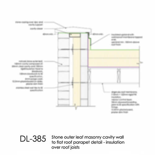 DL385 Stone masonry cavity wall - parapet flat roof