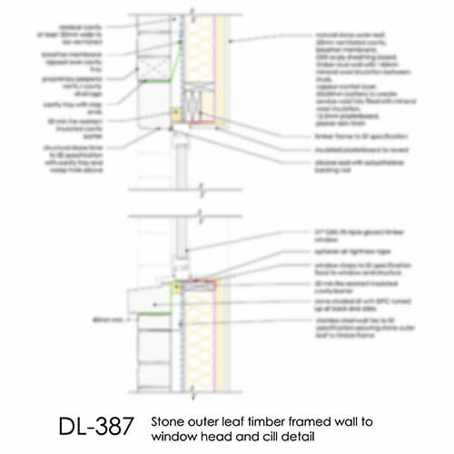 DL387 Stone timber framed wall - window head and cill