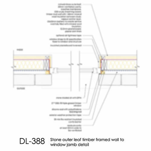 DL388 Stone timber framed wall - window jamb