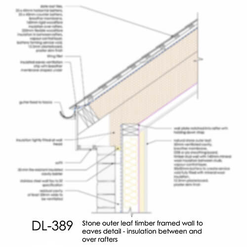 DL389 Stone timber framed wall - roof eaves