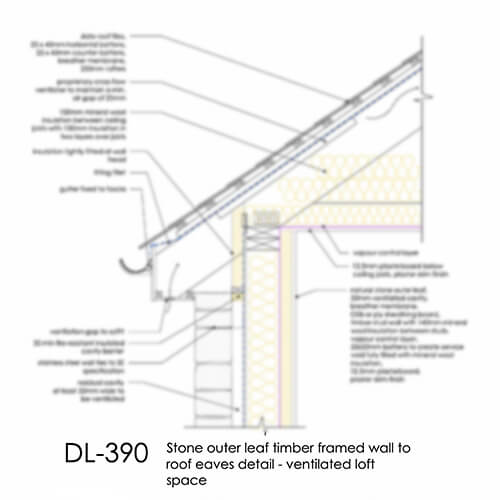 DL390 Stone timber framed wall - roof eaves with loft