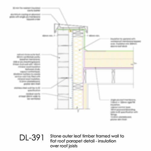 DL391 Stone timber framed wall - parapet flat roof