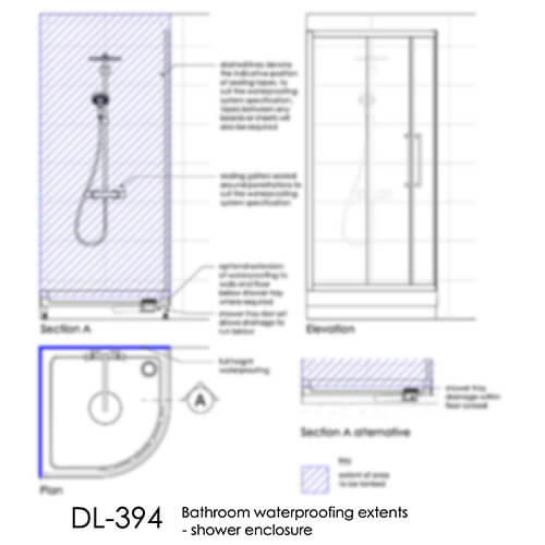 DL394 Bathroom waterproofing extents - shower enclosure
