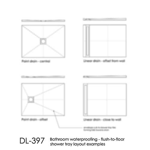 DL397 Flush-to-floor shower tray layout examples