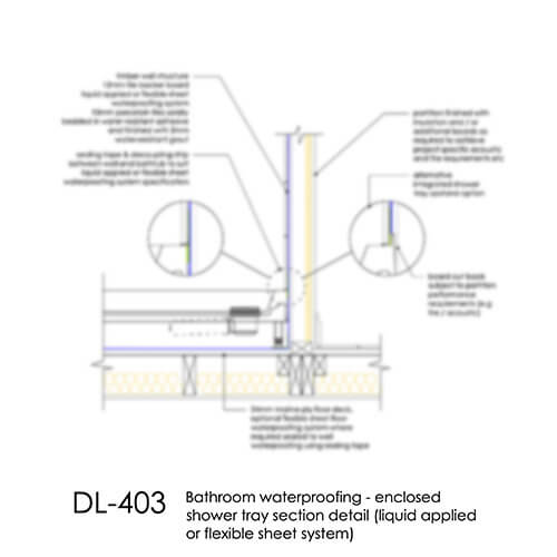 DL403 Enclosed shower tray (liquid applied or flexible sheet system)