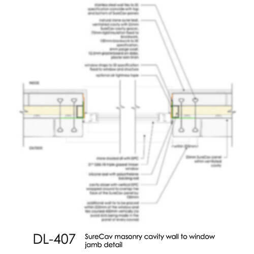 DL407 SureCav masonry cavity wall to window jamb