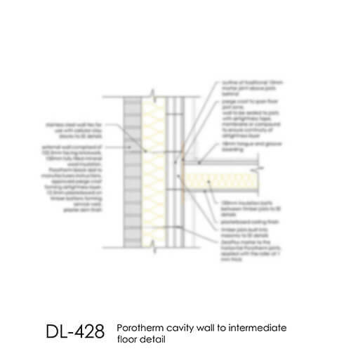 DL428 Porotherm cavity wall to intermediate floor detail