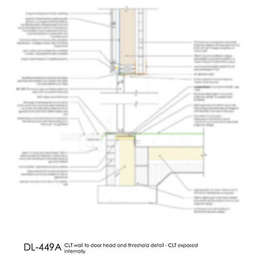 DL449A CLT wall to door head and threshold - CLT exposed 2D