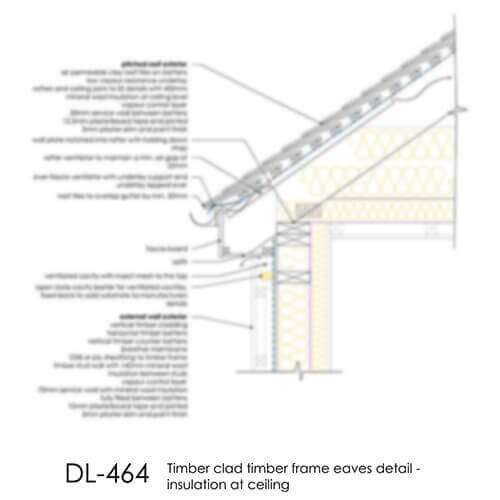 DL464 Timber clad timber frame wall eaves detail