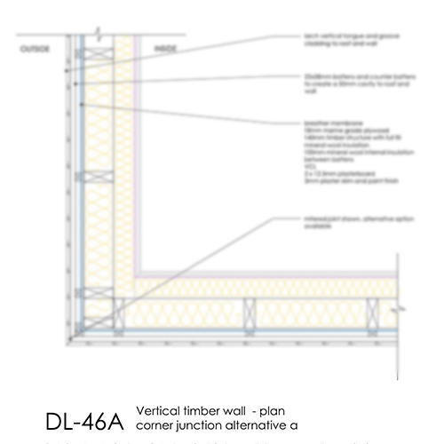 DL46A timber cladding wall corner detail