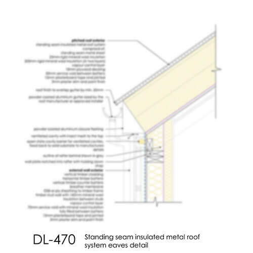 DL470 Insulated metal roof system eaves detail