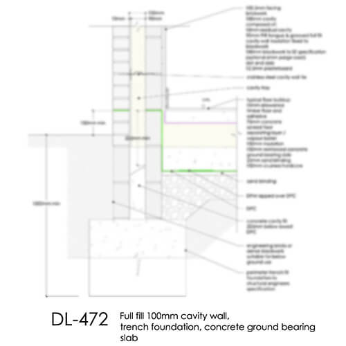 DL472 Extension Full Fill Cavity Wall with Ground Bearing Slab 2D