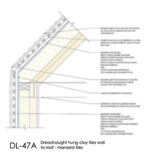 DL47A R1 hung clay tile wall to roof mansard detail
