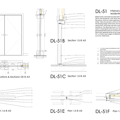 Internal Double Leaf Residential Door Detail