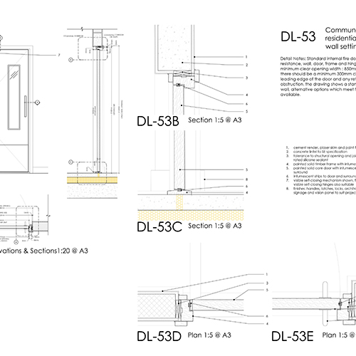 Communal Single Leaf Residential Fire Door Detail