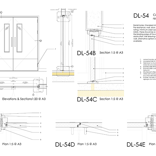 Communal Double Leaf Residential Fire Door Detail