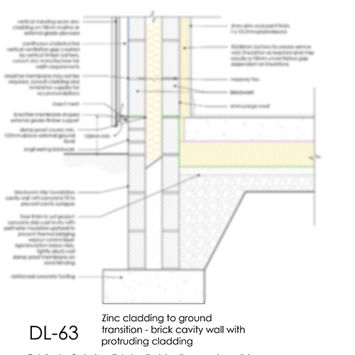 DL63 zinc cladding to ground transition detail