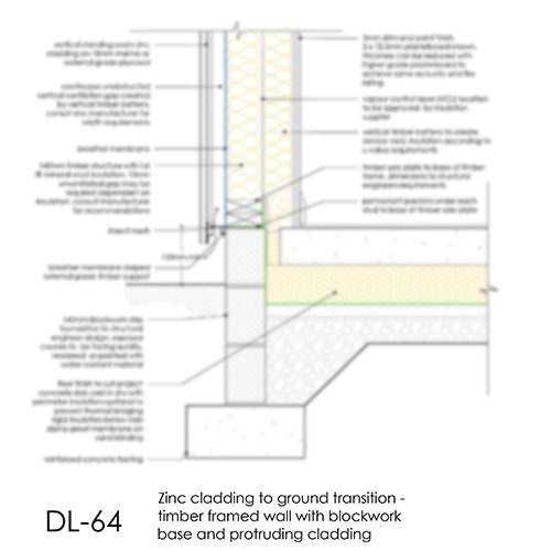 DL64 zinc cladding to ground transition detail