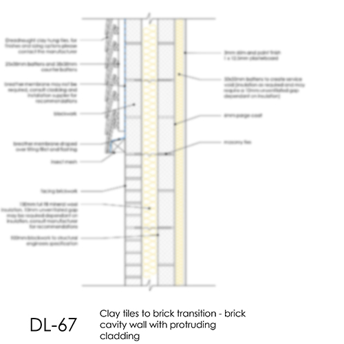 DL67 clay tile to brick transition detail