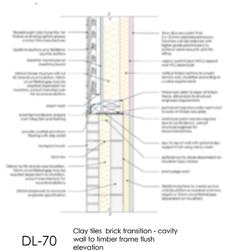 DL70 clay tiles to brick transition detail