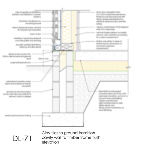 DL71 clay tile cladding to ground transition detail