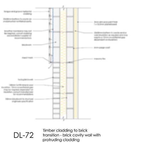 DL72 timber cladding to brick transition detail