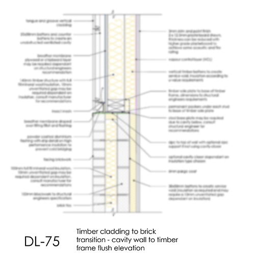 DL75 timber cladding to brick transition detail
