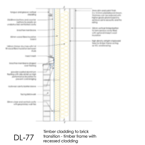 DL77 timber cladding to brick transition detail