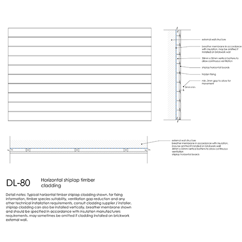 DL80 horizontal shiplap timber cladding detail