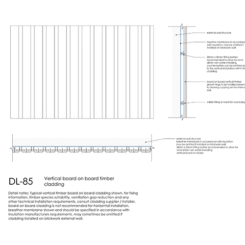DL85 vertical board on board timber cladding detail