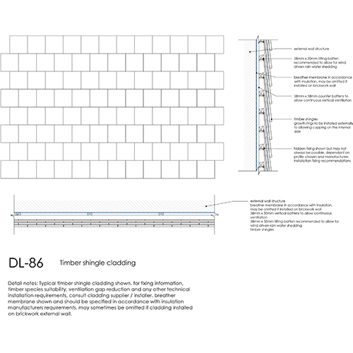 DL86 timber shingle cladding detail