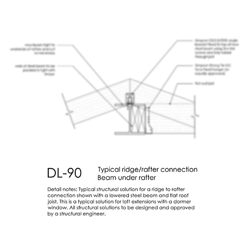 DL90 typical ridge connection beam under rafter