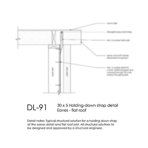 DL91 holding down strap detail eaves flat roof