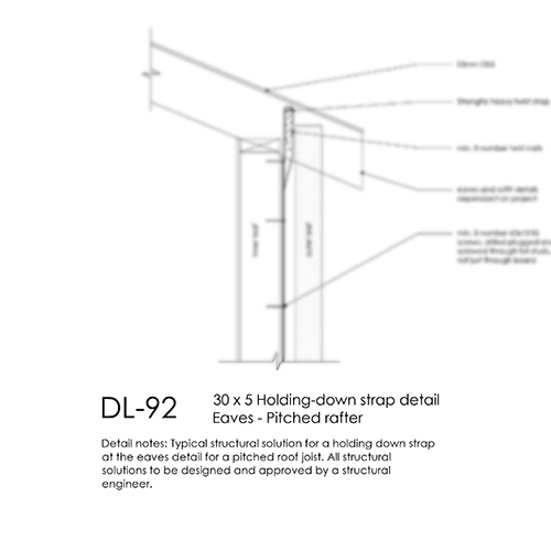 DL92 holding down strap deteail eaves pitched roof