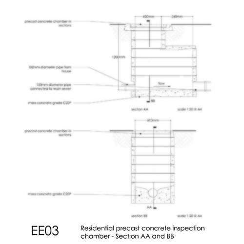 EE03 Residential precast concrete inspection chamber - Section AA and BB 2D