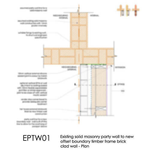 EPTW01 Timber Frame Wall to Party Wall Boundary Plan 2D