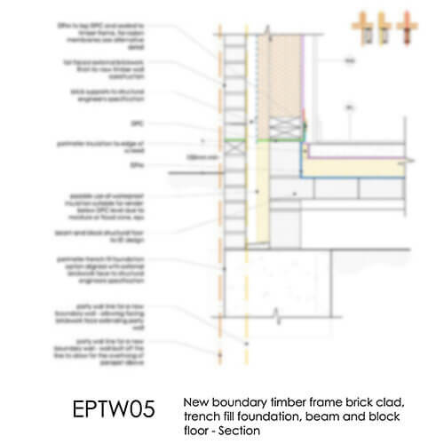EPTW05 Timber Frame Party Wall with Beam and Block Floor 2D