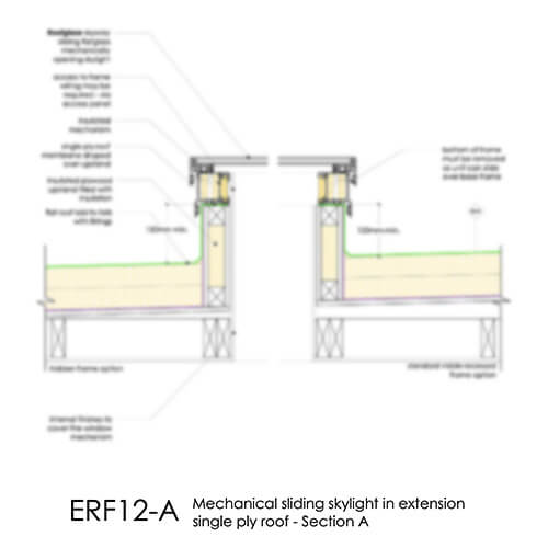 ERF12A - Mechanical sliding skylight in flat roof extension