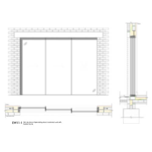EW11 Slim aluminium sliding door elevation