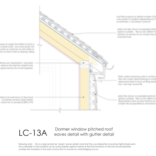 LC13A dormer window pitched roof eaves detail