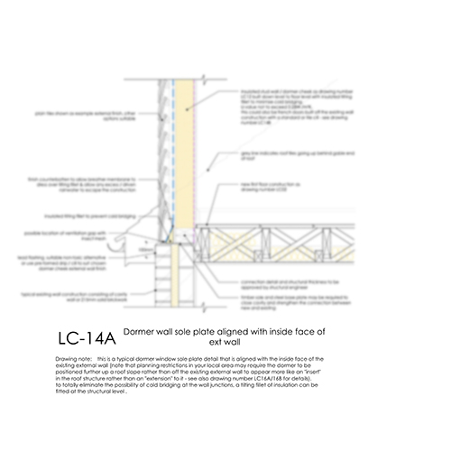 LC14A dormer sole plate aligned with inside face of wall deatil