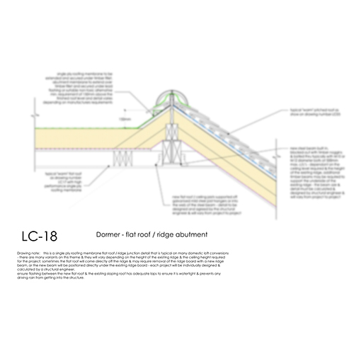 LC18 dormer flat roof ridge abutment detail