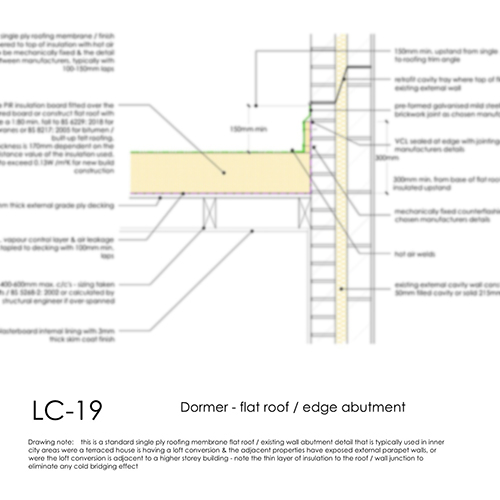 LC19 dormer flat roof edge abutment detail