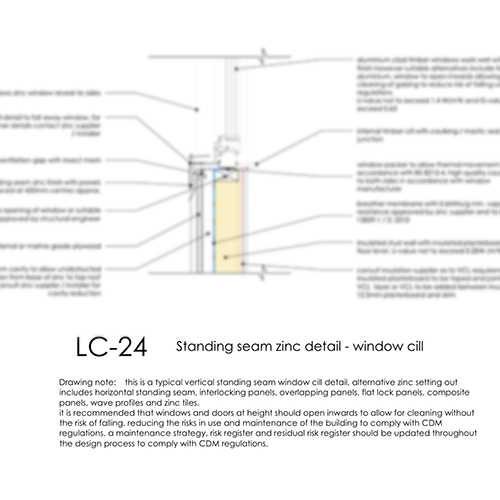 LC24 standing seam zinc window cill detail