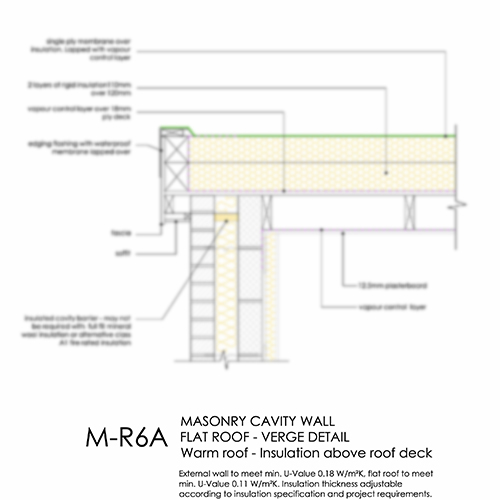 MR6 A cavity wall flat roof verge detail