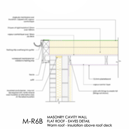MR6 B cavity wall flat roof eaves detail