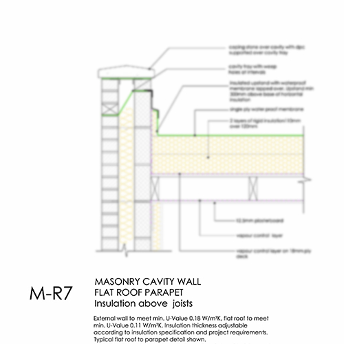 MR7 cavity wall flat roof parapet detail